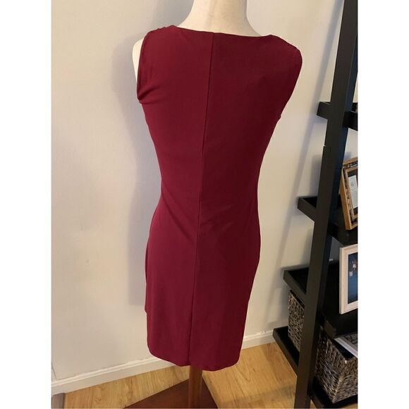 Red/Burgundy Ann Taylor dress mini size 4p stretchy - Picture 2 of 6